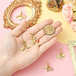 5Pcs 5 Styles Brass Micro Pave Clear Cubic Zirconia European Dangle Charms&nbsp;FIND-CJ0005-20
