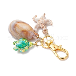 5Pcs 5 Colors Acrylic Shell & Synthetic Turquoise Turtle Pendant Decoration&nbsp;HJEW-JM03876-02