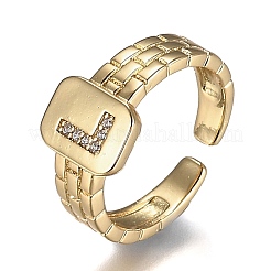 Brass Micro Pave Clear Cubic Zirconia Cuff Rings&nbsp;RJEW-H538-02G-L