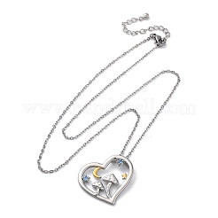 Brass Blue Cubic Zirconia Mushroom Heart Pendant Necklaces for Women&nbsp;LS-NJEW-C067-01P
