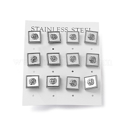 6 Pair 2 Color Square & Flower Natural Shell Stud Earrings&nbsp;EJEW-A024-09