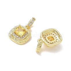 Brass Micro Pave Yellow Cubic Zirconia Charms&nbsp;CU-CBA6305-08G
