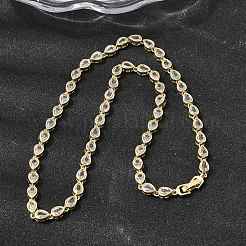 Brass Micro Pave Cubic Zirconia Geometric Tennis Necklaces&nbsp;NJEW-C121-02B-G