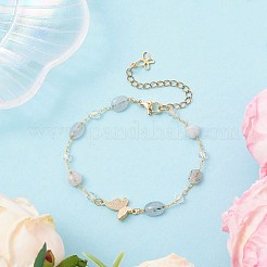 5Pcs 5 Styles Handmade Glass & Opalite & Natural Morganite & Dyed Green Agate & Labradorite & Amethyst Nuggets Beads Necklaces&nbsp;BJEW-JB12461