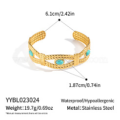 304 Stainless Steel Vintage Synthetic Turquoise Eye Open Cuff Bangles for Women&nbsp;WJ2970