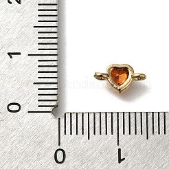 Rack Plating Brass Cubic Zirconia Heart Links Connector Charms&nbsp;KK-M014-01-G