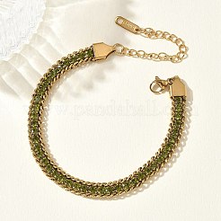 304 Stainless Steel Rhinestone Tennis Bracelets with Twisted Chains&nbsp;SA-CBABBEA-04G-05