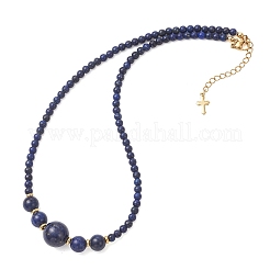 Natural Lapis Lazuli Round Graduated Beaded Necklaces&nbsp;NJEW-JN05654-02