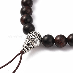 Buddhist Jewelry Wood Beaded Stretch Bracelets Making&nbsp;BJEW-JB05786-03
