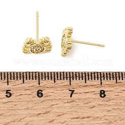Crab Brass Micro Pave Clear Cubic Zirconia Stud Earrings&nbsp;EJEW-C186-21G-02