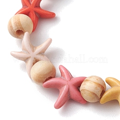 Beach Starfish Dyed Synthetic Turquoise Stretch Bracelets&nbsp;BJEW-JB10294-02