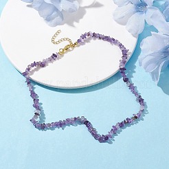 Natural Amethyst Chip Beaded Necklace&nbsp;NJEW-JN04616-06