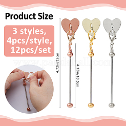 12Pcs 3 Styles Iron Bar Beadable Pendant Decorations&nbsp;KEYC-FH00081