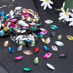 128Pcs 16 Colors Glass Rhinestone Cabochons&nbsp;RGLA-FG0001-17