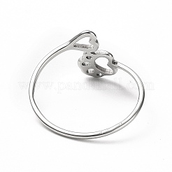 Non-Tarnish 201 Stainless Steel Paw Print and Heart Finger Ring&nbsp;RJEW-J051-27P
