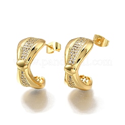 Brass Micro Pave Clear Cubic Zirconia Stud Earrings for Women&nbsp;EJEW-U056-05A-G
