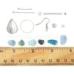 DIY Brass & Natural Gemstone Chips Dangle Earrings Jewelry Making Kits&nbsp;DIY-FS0006-85