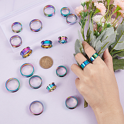 18Pcs 9 Size 201 Stainless Steel Grooved Finger Ring Settings&nbsp;STAS-UN0049-69MC