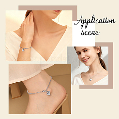 2Pcs Heart Non-Tarnish Stainless Steel Charm Bracelets&nbsp;BJEW-CN0001-23P