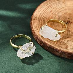Natural Quartz Crystal Finger Rings&nbsp;RJEW-B122-01G-04