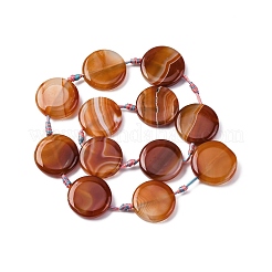 Natural Striped Agate/Banded Agate Coin Beads Strands&nbsp;G-NH0040-01B