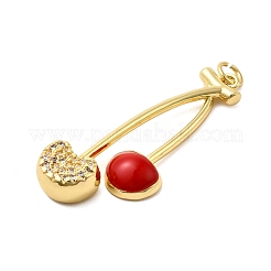 Brass Micro Pave Cubic Zirconia Pendants&nbsp;KK-P303-01G