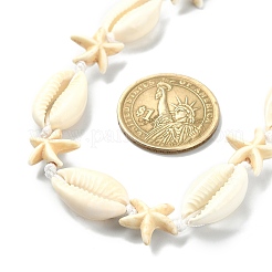 Natural Shell & Synthetic Turquoise Starfish Beaded Necklace with 304 Stainless Steel Clasps&nbsp;NJEW-TA00107-02