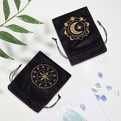 2Pcs 2 Styles Printed Velvet Drawstring Storage Bags for Tarot Card&nbsp;ABAG-CN0001-78
