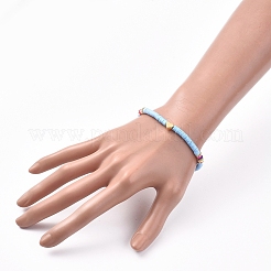 Handmade Polymer Clay Heishi Bead Stretch Bracelets&nbsp;BJEW-JB05077-05
