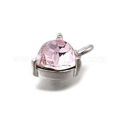 Heart Brass with Glass Charms&nbsp;KK-G525-07P