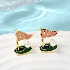 Ship Brass Enamel Stud Earrings&nbsp;EJEW-H180-24G