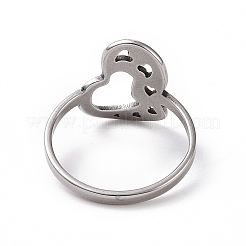 Non-Tarnish 201 Stainless Steel Heart Finger Ring&nbsp;RJEW-J051-33P