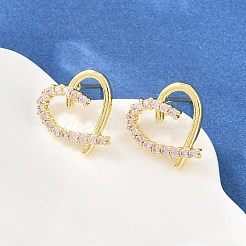 Brass Micro Pave Cubic Zirconia Stud Earrings&nbsp;CU-CBACDF6-02G