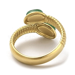 Green Natural Dyed Jade Snake Open Cuff Ring&nbsp;RJEW-C036-01B-G