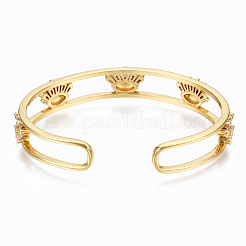 Brass Micro Pave Clear Cubic Zirconia Cuff Bangles&nbsp;BJEW-T018-14G-NF