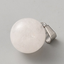 Natural Quartz Crystal Round Sphere Pendants&nbsp;G-WH0030-47C