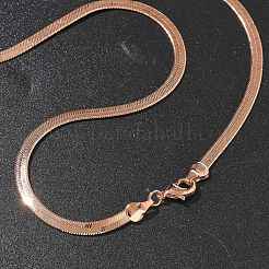 4mm Rack Plating Brass Flat Snake Chain Necklaces for Women Men&nbsp;MAK-L044-14RG