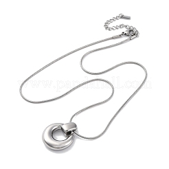 304 Stainless Steel Ring Pendant Snake Chain Necklaces&nbsp;NJEW-U026-06P