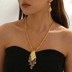 Brass Rhombus Tassel Earrings & Necklaces Sets for Women&nbsp;ZK8353