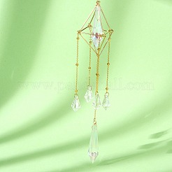 Glass Bullet with Brass Chains Hanging Pendant Decorations&nbsp;HJEW-JM01299