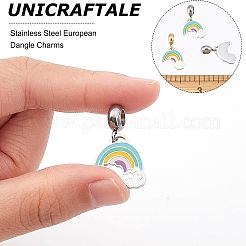 4Pcs 2 Colors 304 Stainless Steel European Dangle Charms&nbsp;STAS-UN0034-28