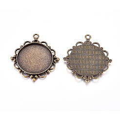 Tibetan Style Zinc Alloy Pendant Cabochon Settings&nbsp;X-TIBEP-M003-16AB-NR