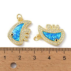 Brass Micro Pave Cubic Zirconia Pendants&nbsp;KK-A197-09G