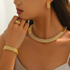 Alloy Rhinestone Chain Bracelets & Earrings & Necklaces & Rings Sets&nbsp;BF0193
