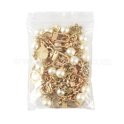 4Pcs 4 Styles Alloy Rhinestone with Acrylic Pearl Bead Charm Cable Chain Bag Decorative Chains&nbsp;HJEW-FS00060-02