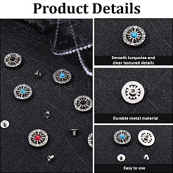 8 Bags 4 Colors Alloy Synthetic Stone Beads Buttons&nbsp;BUTT-CP0001-14