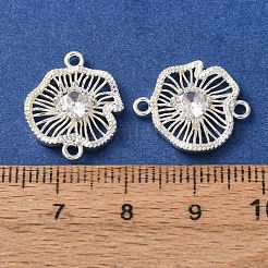 Brass Pave Clear Cubic Zirconia Connector Charms&nbsp;CU-CBAEC99-11S