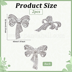 2Pcs Bowknot Shape Alloy Glass Brooches for Backpack Clothes&nbsp;JEWB-PH0001-42