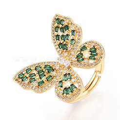 Adjustable Brass Micro Pave Cubic Zirconia Finger Rings for Women&nbsp;KK-T074-04G