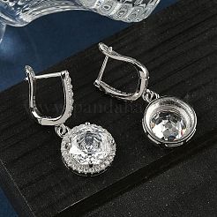 925 Sterling Silver Micro Pave Cubic Zirconia Hoop Earrings&nbsp;EJEW-B147-01A-01